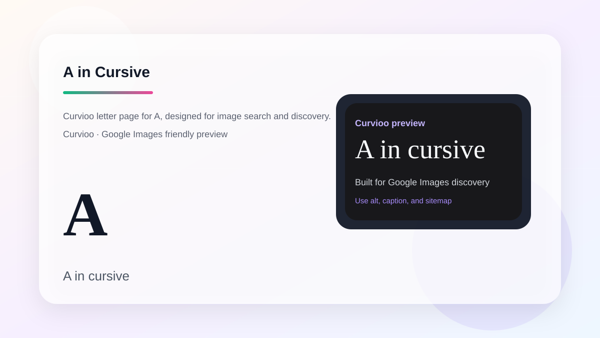 Curvioo cursive preview for the letter A