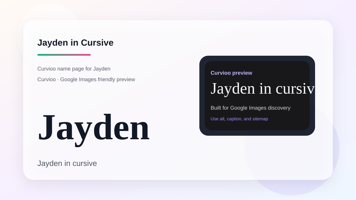 Curvioo cursive preview for the name Jayden