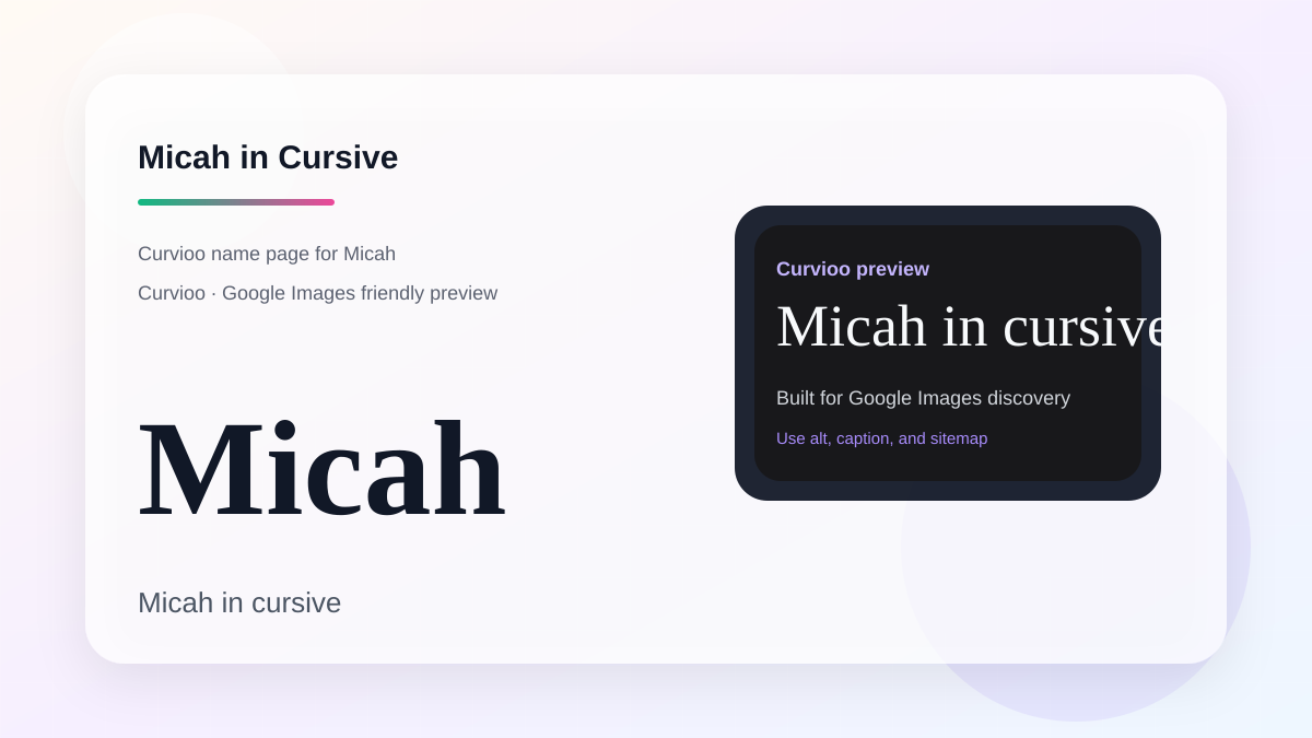 Curvioo cursive preview for the name Micah